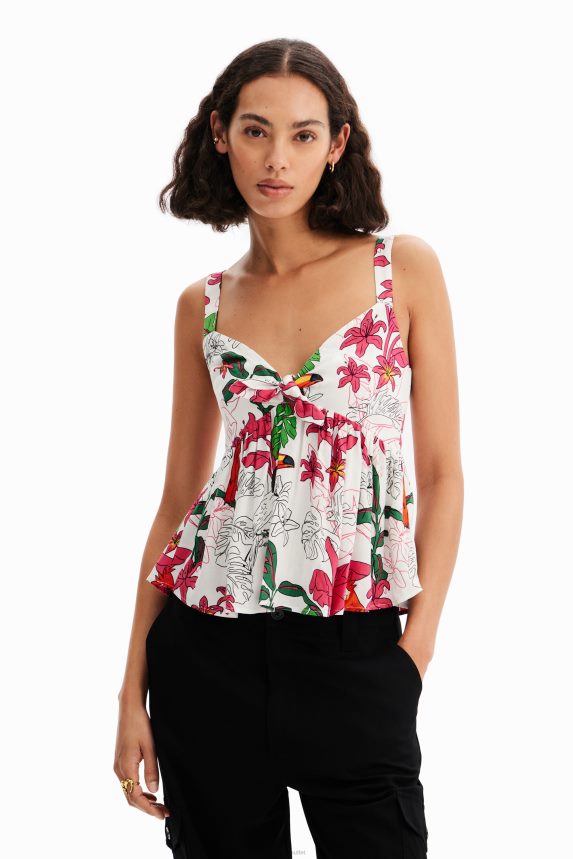 Women DesigualTropical strap top Clothing 68X240622