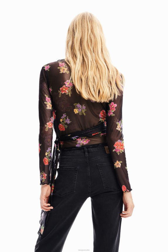 Women DesigualWrap floral tulle blouse Clothing 68X24084