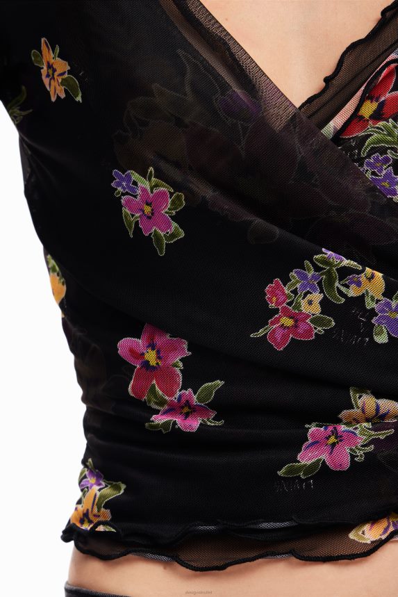 Women DesigualWrap floral tulle blouse Clothing 68X24084