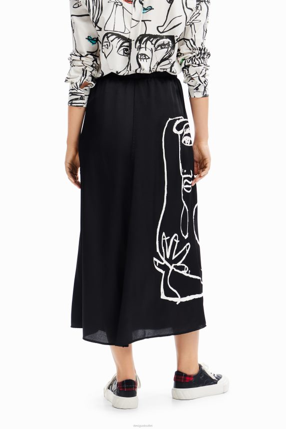 Women DesigualArty face midi skirt Clothing 68X240132