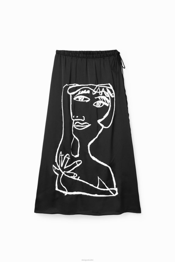 Women DesigualArty face midi skirt Clothing 68X240132