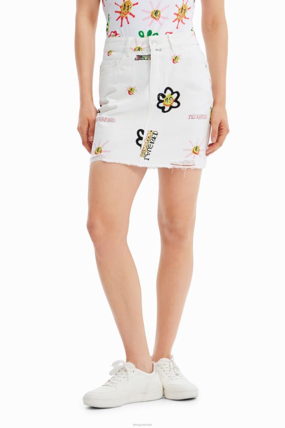 Women DesigualDenim illustrations mini skirt Clothing 68X240714
