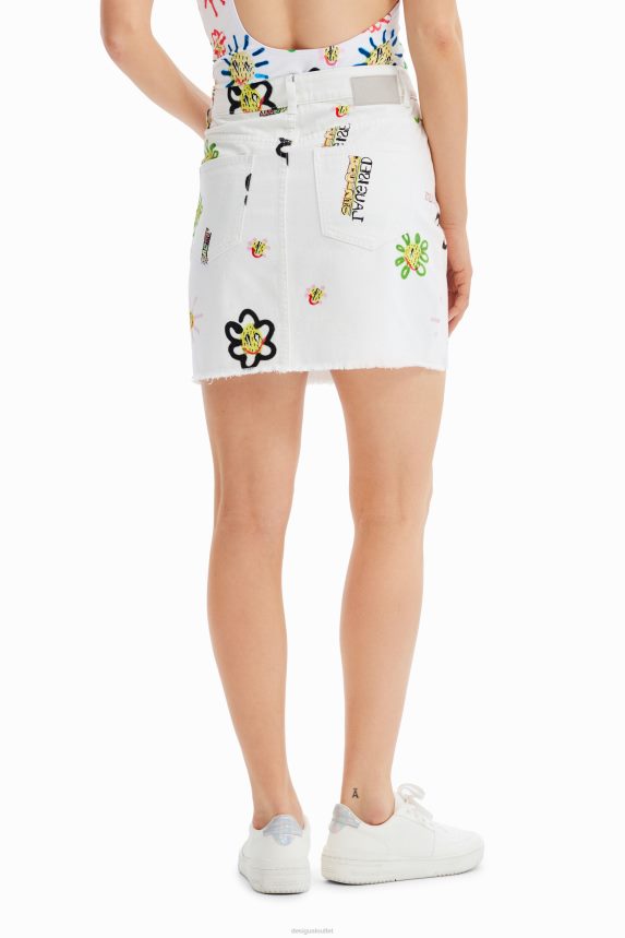 Women DesigualDenim illustrations mini skirt Clothing 68X240714