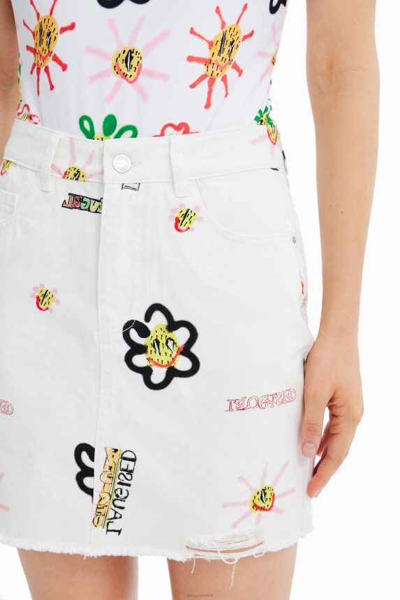 Women DesigualDenim illustrations mini skirt Clothing 68X240714