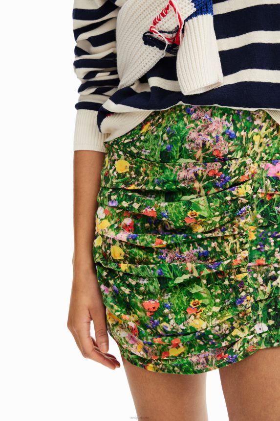 Women DesigualDraped floral mini skirt Clothing 68X240573