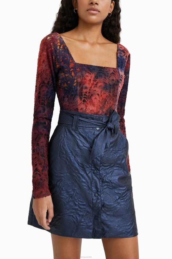 Women DesigualEmbossed flower slim miniskirt Clothing 68X2401085