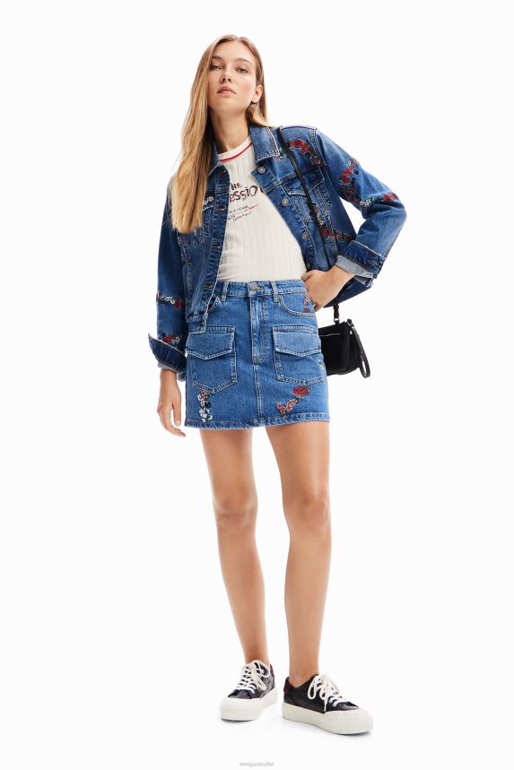 Women DesigualFloral denim mini skirt Clothing 68X240261