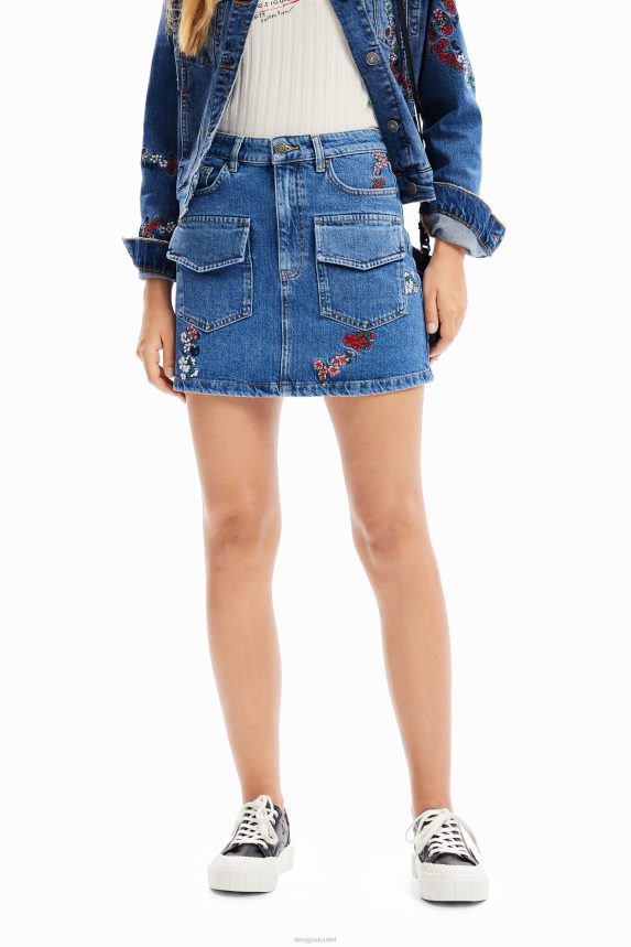 Women DesigualFloral denim mini skirt Clothing 68X240261
