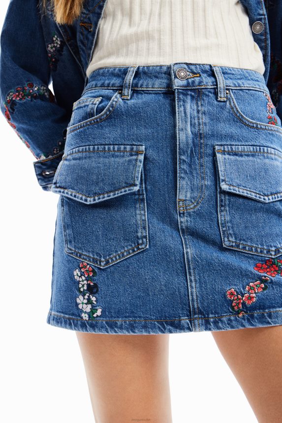 Women DesigualFloral denim mini skirt Clothing 68X240261