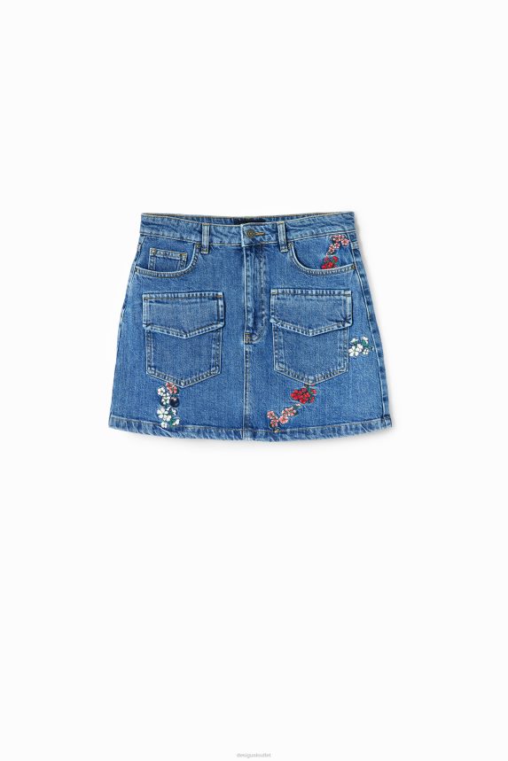 Women DesigualFloral denim mini skirt Clothing 68X240261