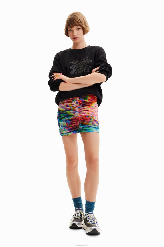 Women DesigualFloral ruched tulle mini skirt Clothing 68X240324