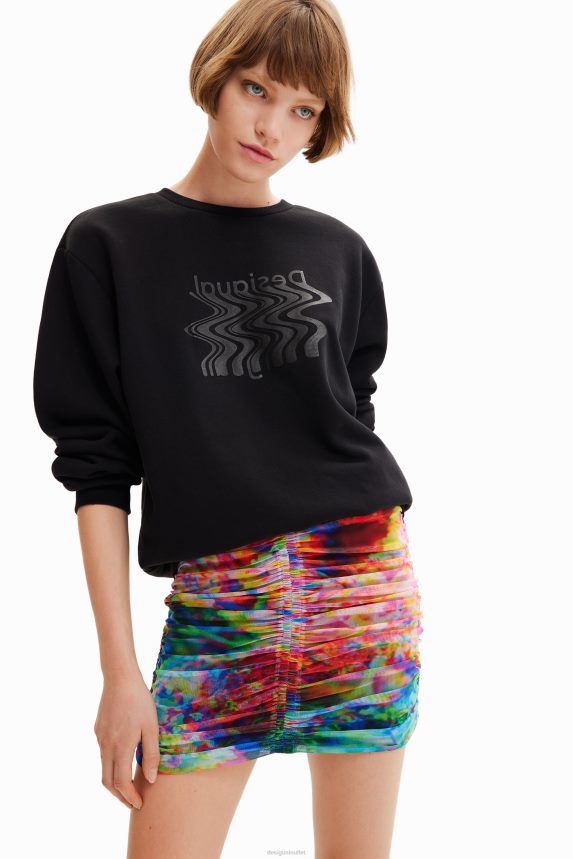 Women DesigualFloral ruched tulle mini skirt Clothing 68X240324