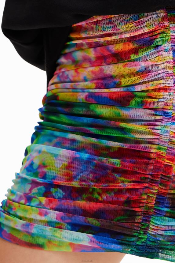Women DesigualFloral ruched tulle mini skirt Clothing 68X240324