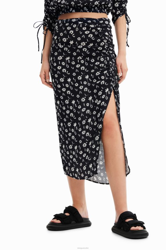 Women DesigualFloral slit midi skirt Clothing 68X240760