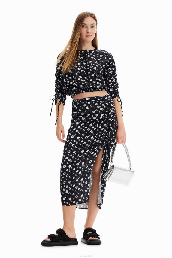 Women DesigualFloral slit midi skirt Clothing 68X240760