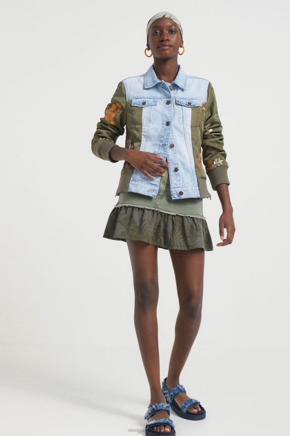 Women DesigualFlounce patchwork denim miniskirt Clothing 68X2401131