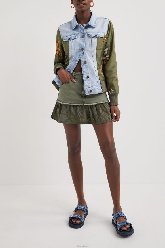 Women DesigualFlounce patchwork denim miniskirt Clothing 68X2401131