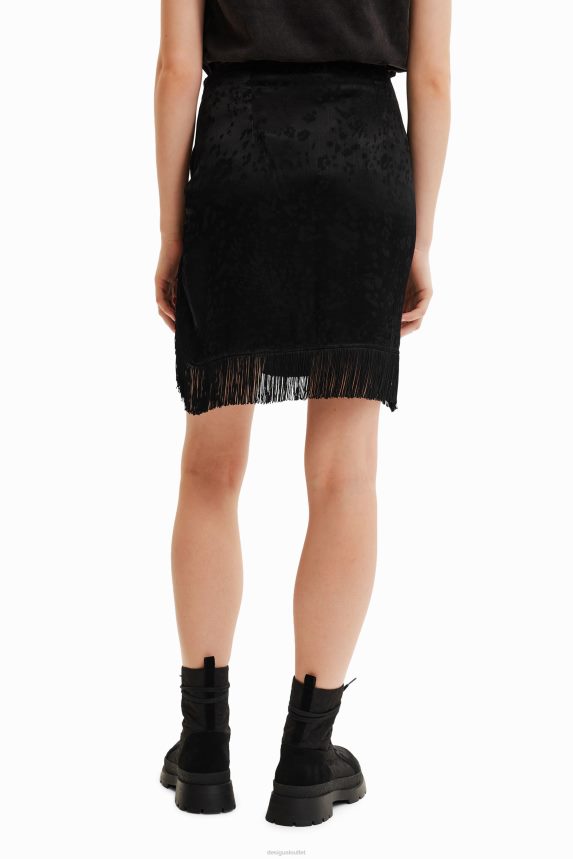 Women DesigualFringed wrap mini skirt Clothing 68X240545