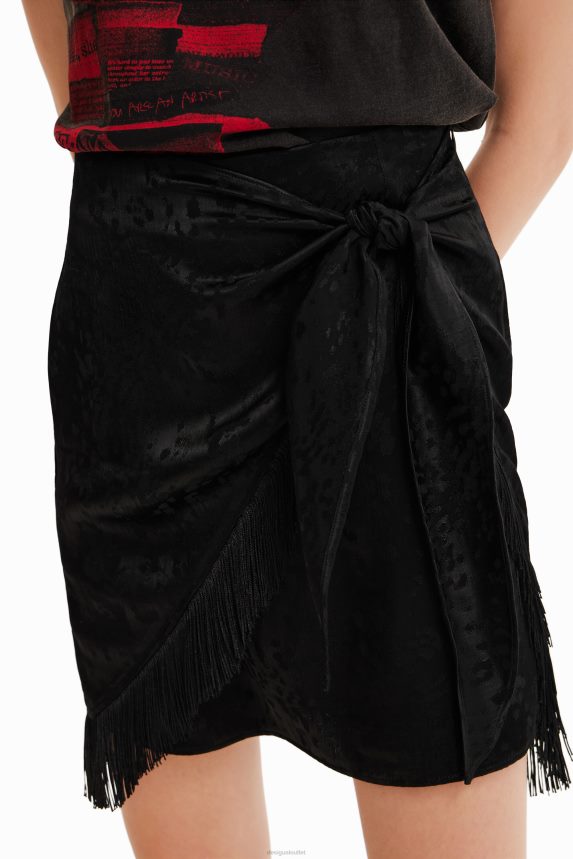 Women DesigualFringed wrap mini skirt Clothing 68X240545