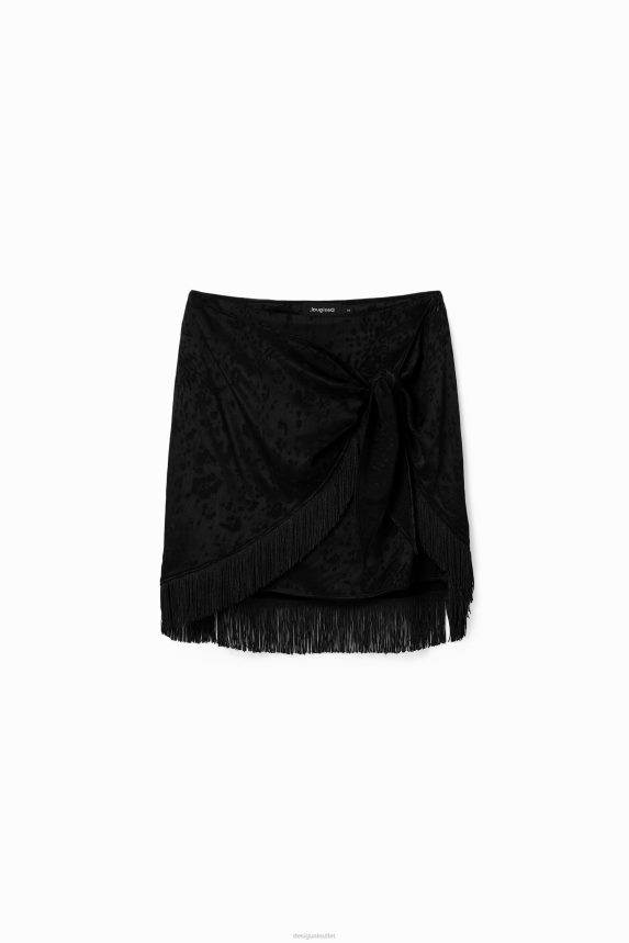 Women DesigualFringed wrap mini skirt Clothing 68X240545