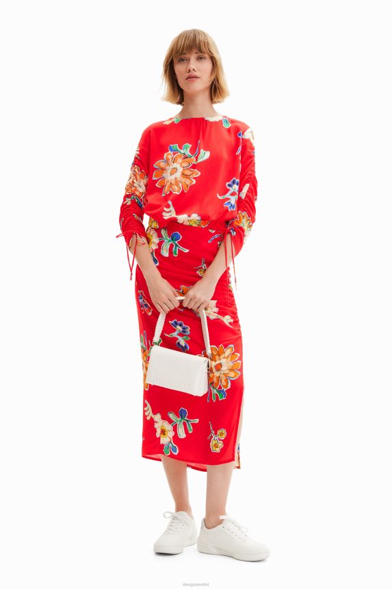 Women DesigualGathered midi skirt Clothing 68X240761