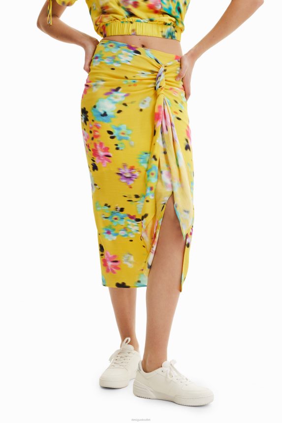 Women DesigualHandkerchief slit midi skirt Clothing 68X240725