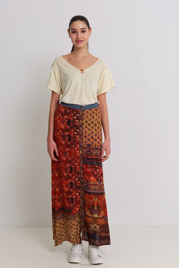 Women DesigualLong floral skirt Clothing 68X2401133
