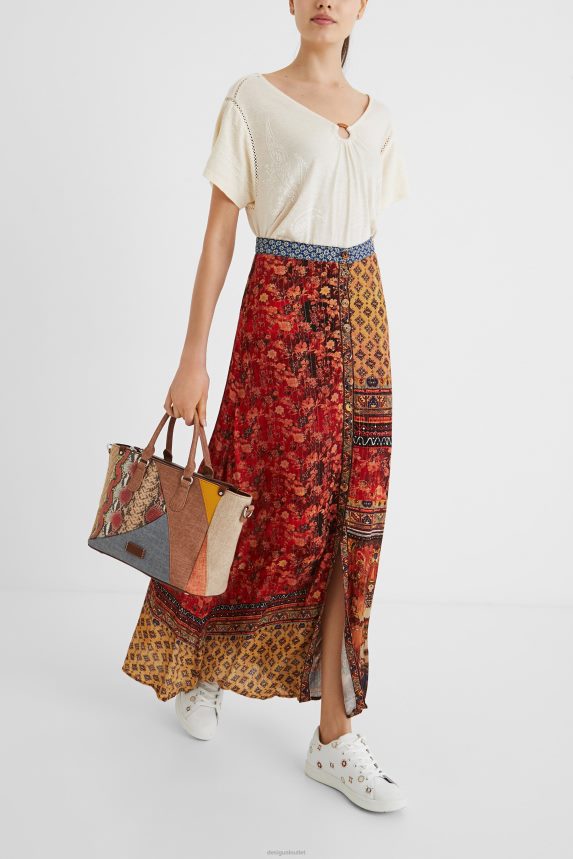 Women DesigualLong floral skirt Clothing 68X2401133