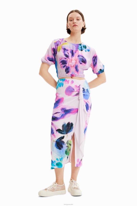 Women DesigualM. Christian Lacroix handkerchief slit midi skirt Clothing 68X240726