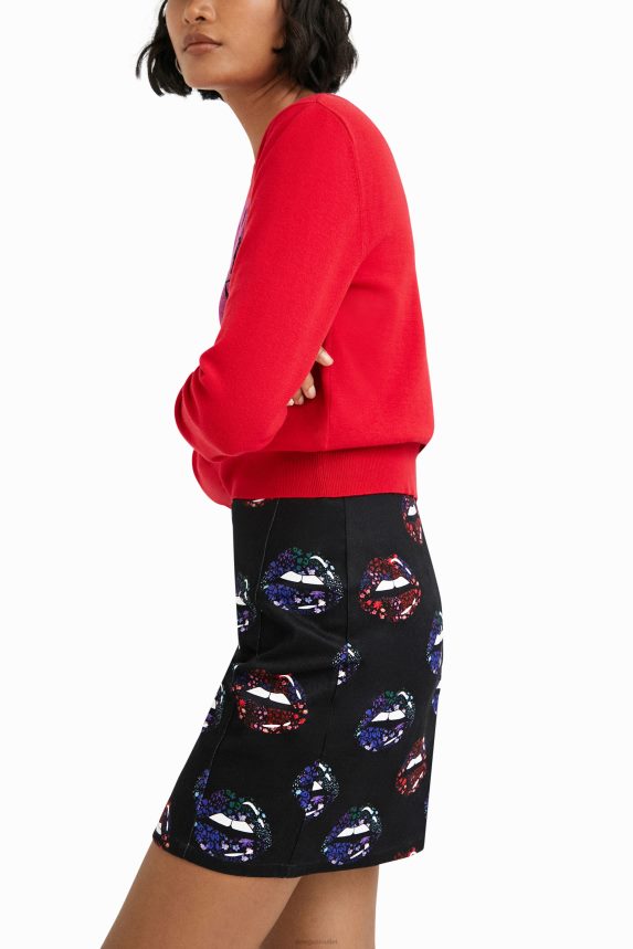 Women DesigualSlim lips miniskirt Clothing 68X2401087