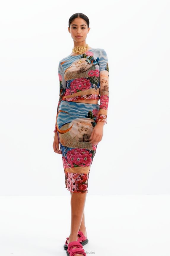 Women DesigualSlim tulle midi skirt Clothing 68X240304