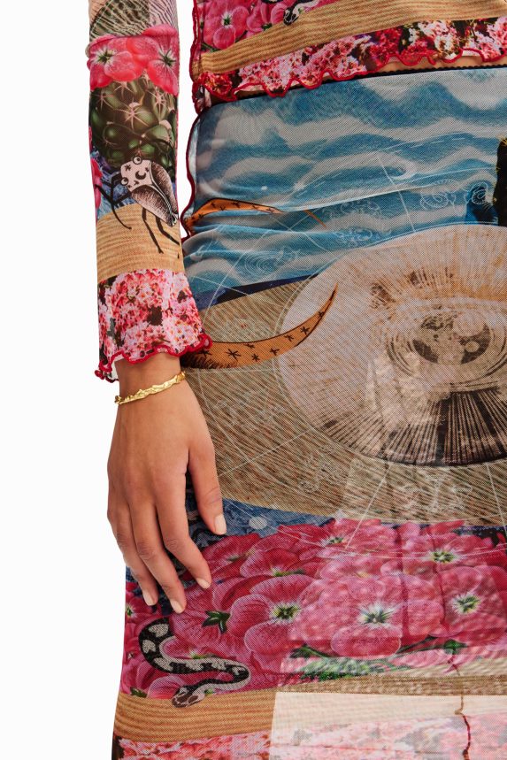 Women DesigualSlim tulle midi skirt Clothing 68X240304