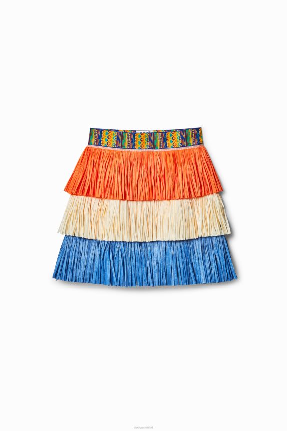 Women DesigualStella Jean fringed mini skirt Clothing 68X240613