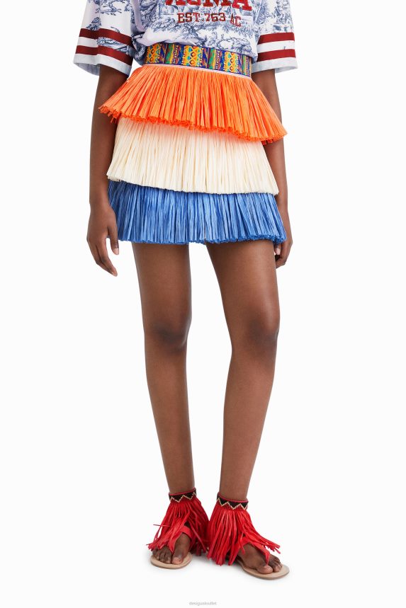 Women DesigualStella Jean fringed mini skirt Clothing 68X240613