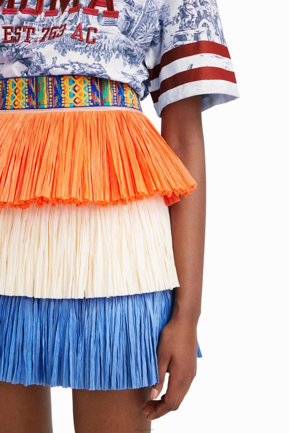 Women DesigualStella Jean fringed mini skirt Clothing 68X240613