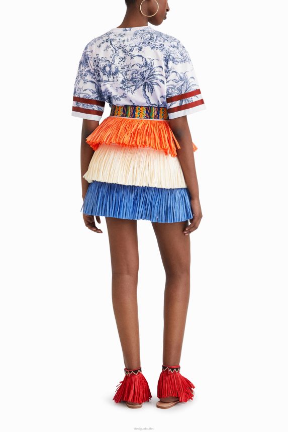 Women DesigualStella Jean fringed mini skirt Clothing 68X240613