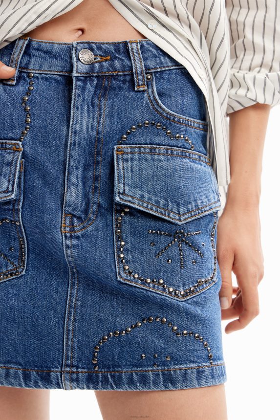 Women DesigualStudded denim mini skirt Clothing 68X240177