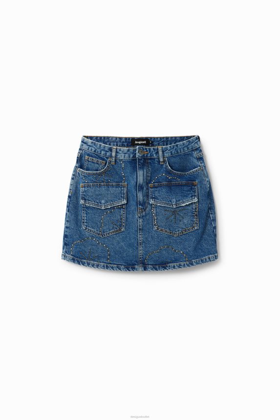 Women DesigualStudded denim mini skirt Clothing 68X240177
