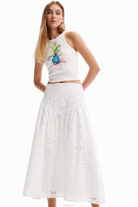 Women DesigualSwiss embroidery midi skirt Clothing 68X240336