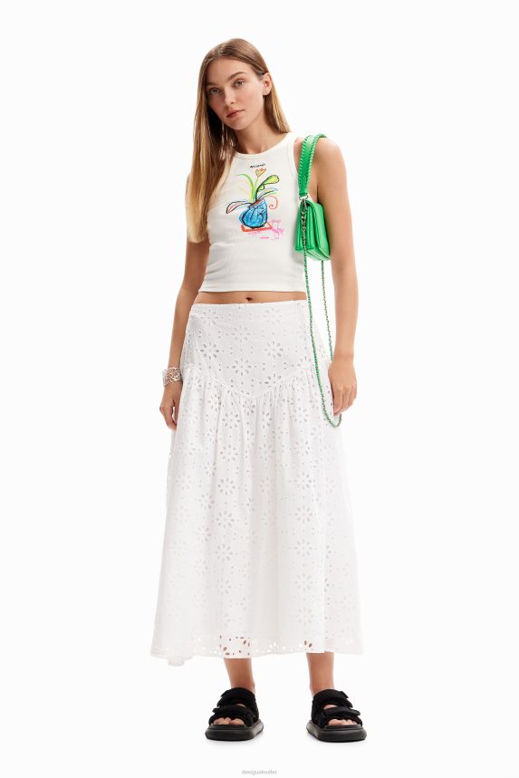 Women DesigualSwiss embroidery midi skirt Clothing 68X240336