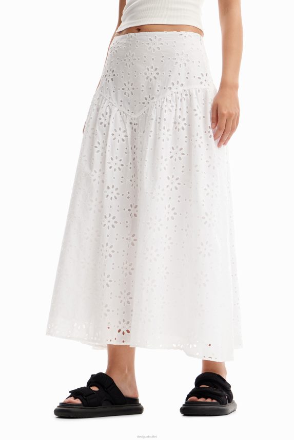 Women DesigualSwiss embroidery midi skirt Clothing 68X240336