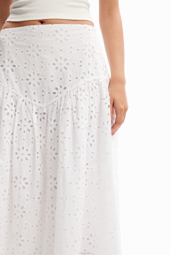 Women DesigualSwiss embroidery midi skirt Clothing 68X240336