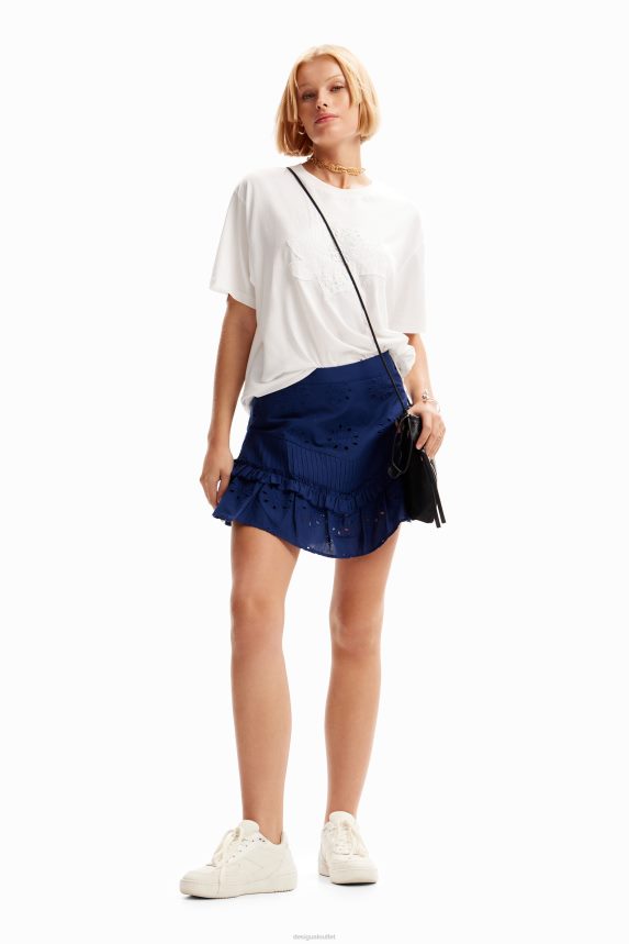 Women DesigualSwiss embroidery ruffle miniskirt Clothing 68X240473