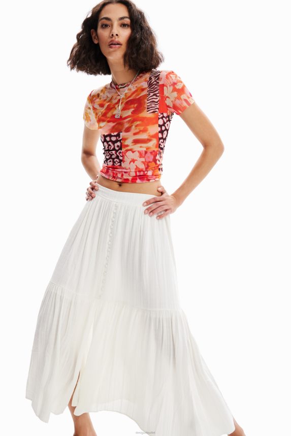 Women DesigualTextured midi skirt Clothing 68X240859