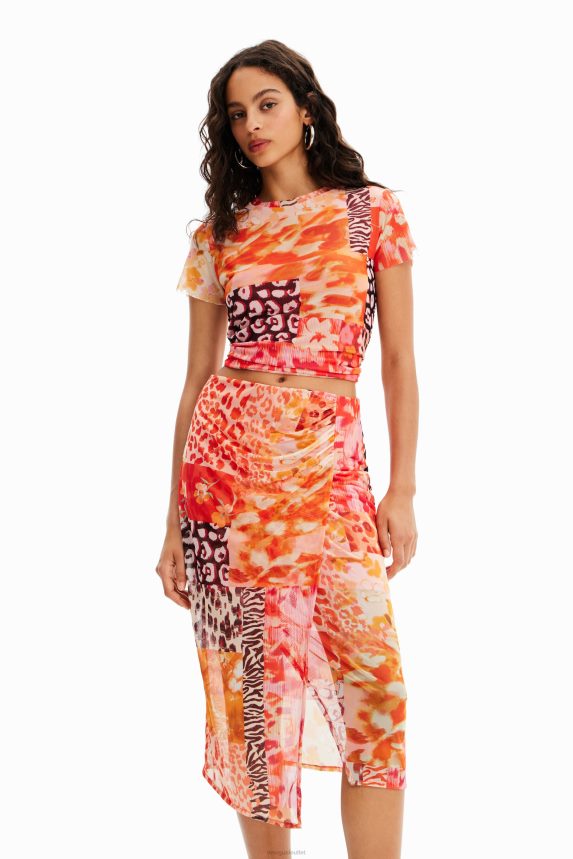 Women DesigualTulle patchwork midi skirt Clothing 68X240479