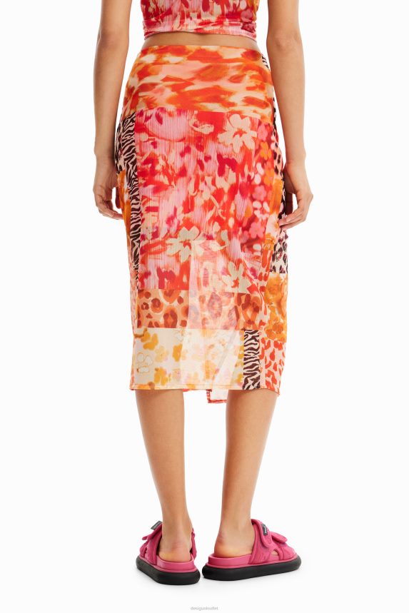 Women DesigualTulle patchwork midi skirt Clothing 68X240479