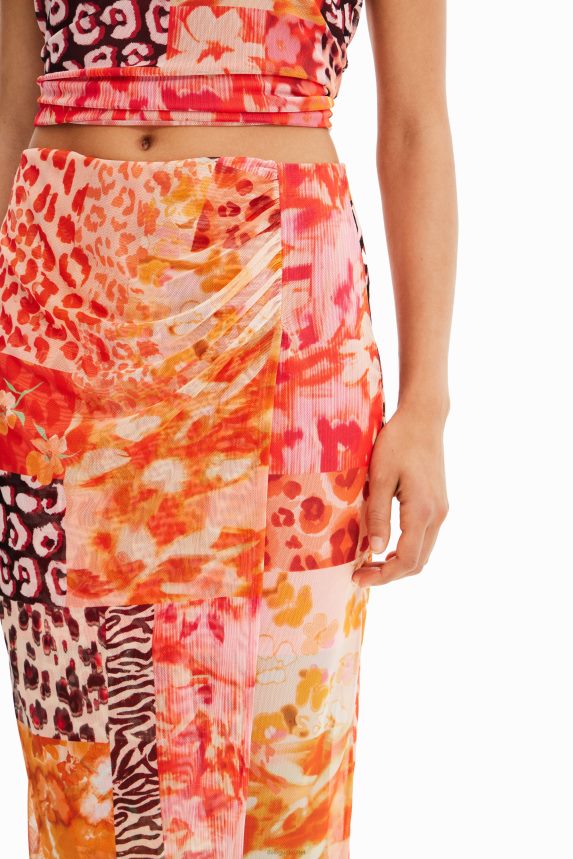 Women DesigualTulle patchwork midi skirt Clothing 68X240479