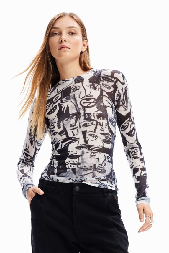 Women DesigualArty faces pullover Clothing 68X240280
