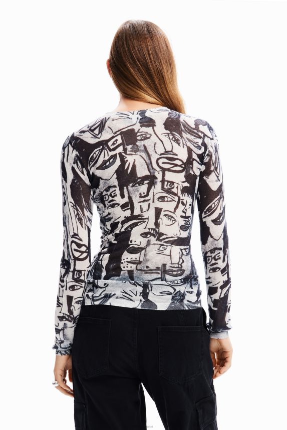 Women DesigualArty faces pullover Clothing 68X240280