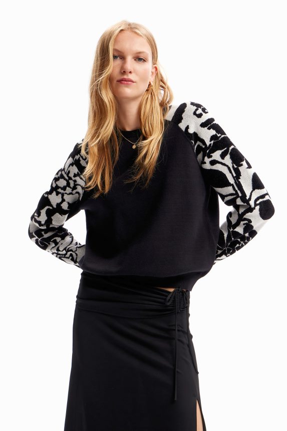 Women DesigualCombination floral pullover Clothing 68X240101